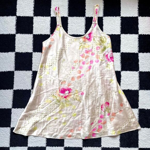 Oscar de la Renta Peach Floral Slip L - Picture 1 of 4